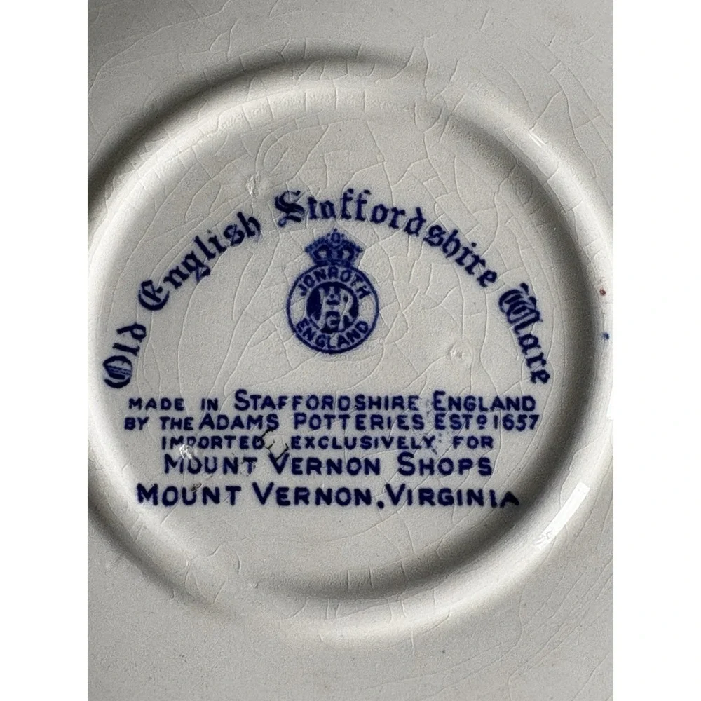 Adams Pottery Blue TransferWare Mt Vernon Tea Pot‎ Trivet Staffordshire England